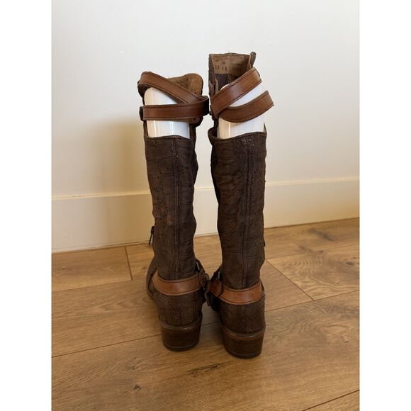 CORRAL 9 Deer Riding Boot Chocolate Women’s Slouch western Harness Buckle Strap - Picture 4 of 8